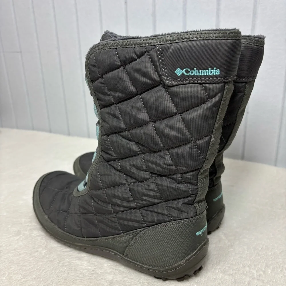 Columbia Charcoal Gray‎ blue Quilted Women's waterproof Boots Size 8